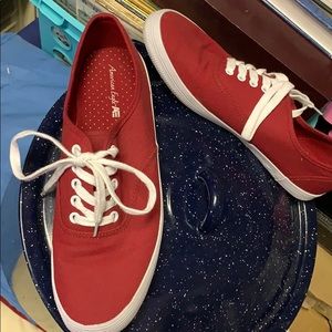 Red tennis shoes